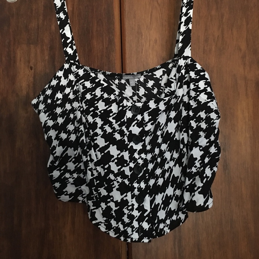 Charlotte Russe Houndstooth Crop Top Large NWT
